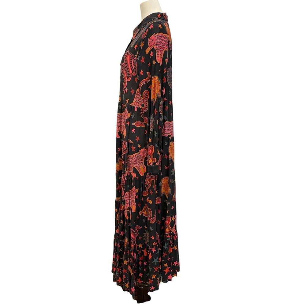 FARM Rio Black Animal Sky maxi shirtdress Size:M - Picture 5 of 11